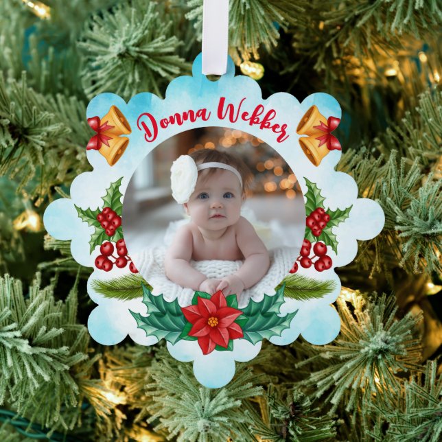 Baby First Christmas Blue Wine Ornament Karte (Insitu (Baum))