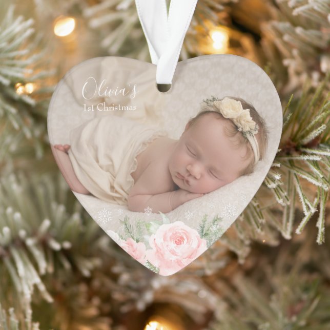 Baby First Christmas Blumenherz Ornament (Baum)