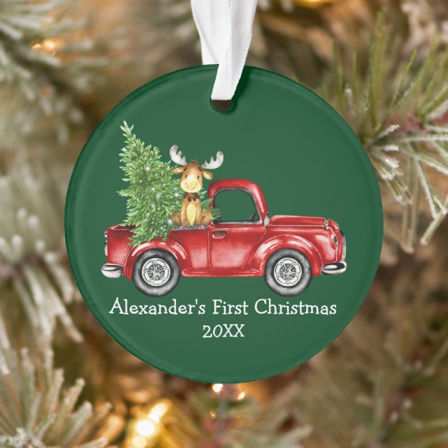 Baby First Christmas Camion rouge Moose Green (Arbre)