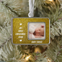 Baby First Christmas Custom Foto und Name Glitzer