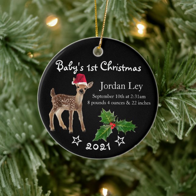 Baby First Christmas Fawn Deer céramique Ornement (Arbre)