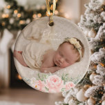 Baby First Christmas floral Ornament<br><div class="desc">Erstgeburtenschmuck für das Baby.</div>