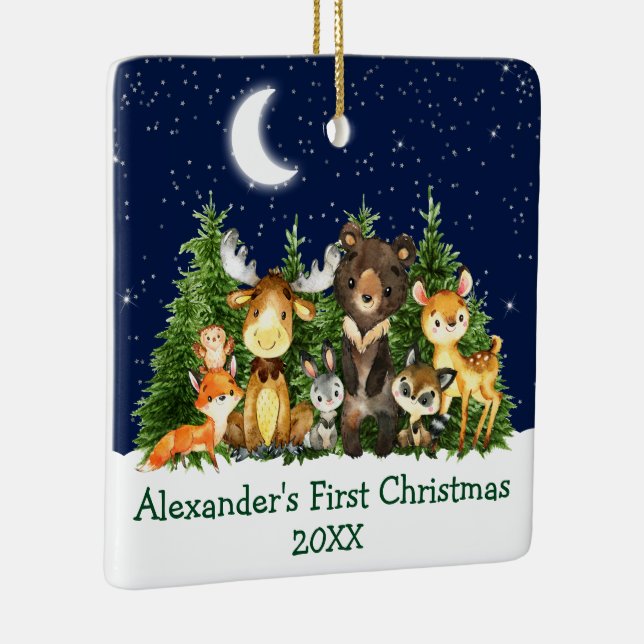 Baby First Christmas Forest Animes - FOTO BACK Keramikornament (Rechts)
