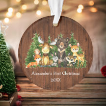 Baby First Christmas Forest Tiere Rustikal