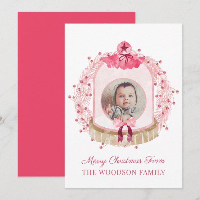 Baby First Christmas Foto Christmas Card (Vorne/Hinten)