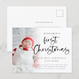 Baby First Christmas Foto Geburtserklärung Feiertagspostkarte