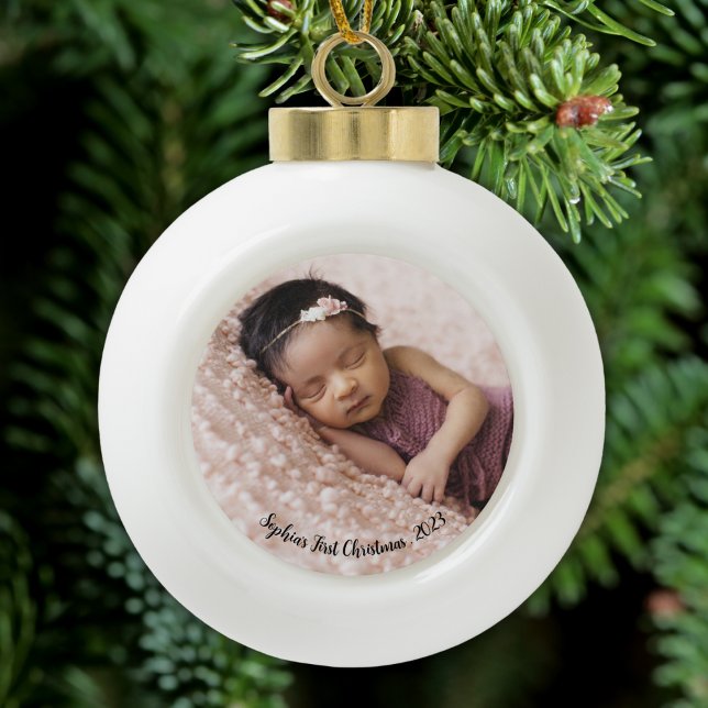 Baby First Christmas Foto Keramik Kugel-Ornament (Von Creator hochgeladen)