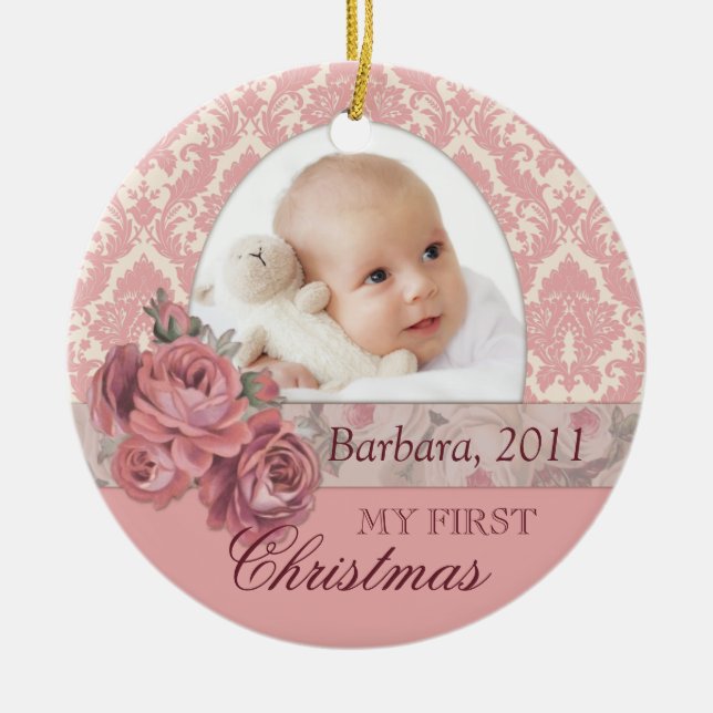 Baby First Christmas Foto Ornament Personalisiert (Vorne)