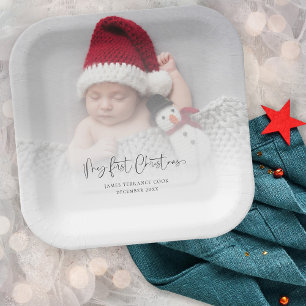 Baby First Christmas Foto Overlay Skriptname Pappteller