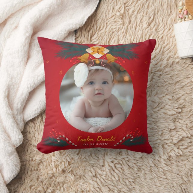 Baby First Christmas Foto und Name Kissen (Decke)