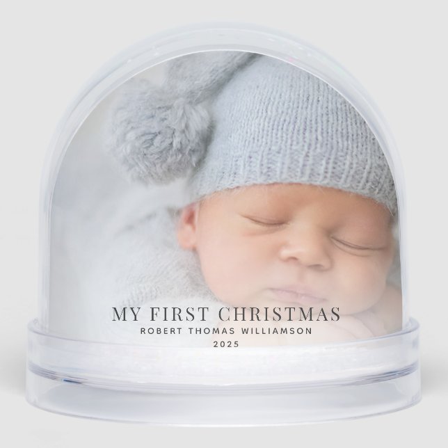 Baby First Christmas Fotos Custom Schneekugeln (Vorderseite)