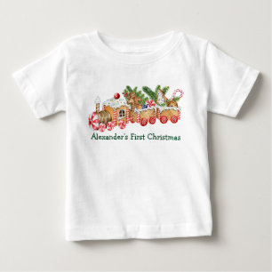 Baby First Christmas Gingerbrot Train Candy Baby T-shirt