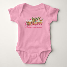 Baby First Christmas Gingerbrot Train Candy Pink Baby Strampler