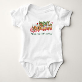 Baby First Christmas Gingerbrot Train Candy Strampler