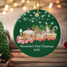 Baby First Christmas Gingerbrot Train Lights