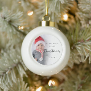 Baby First Christmas Name Year Foto Keramik Kugel-Ornament