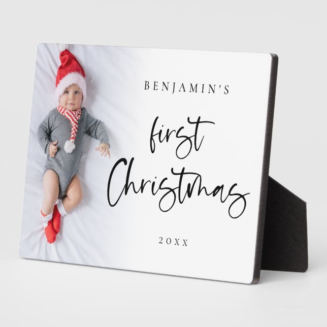 Baby First Christmas Name Year Foto Overlay Fotoplatte (Seite)