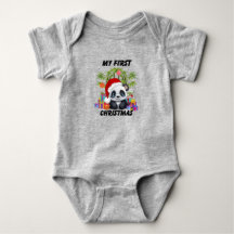 Baby First Christmas Niedlich Panda Bear Bodysuit