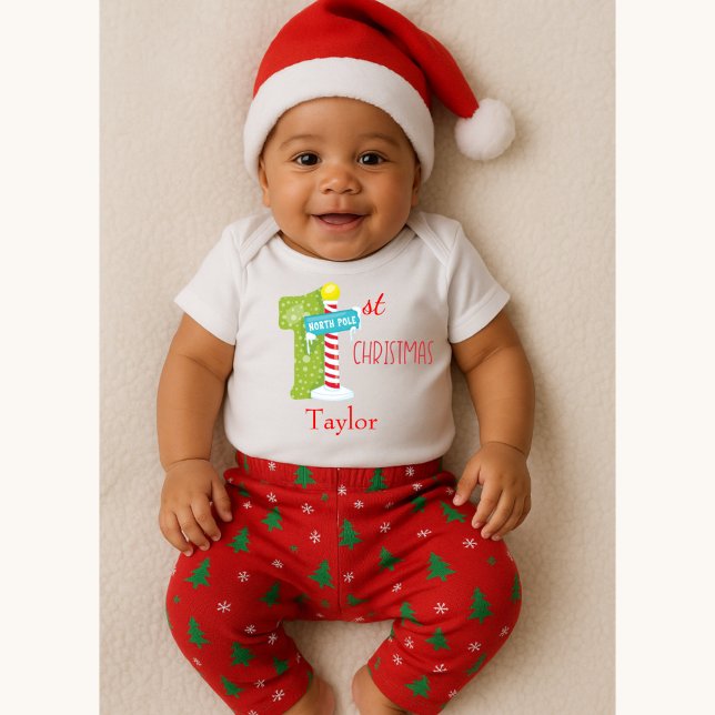 Baby First Christmas North Pole Thema Baby Strampler (Von Creator hochgeladen)