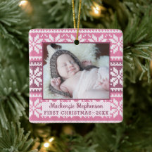 Baby First Christmas Pink Snowflake Sweater Foto