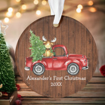 Baby First Christmas Red Truck Elche Rustikal