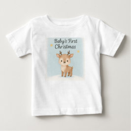 Baby first christmas reindeer cute festive family  baby t-shirt