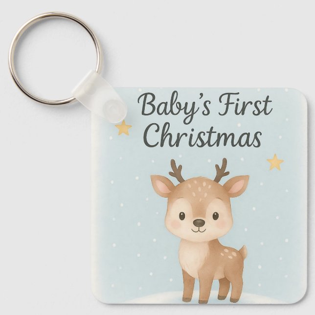 Baby first christmas reindeer cute tiny festive  schlüsselanhänger (Vorderseite)