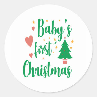 Baby First Christmas Runder Aufkleber