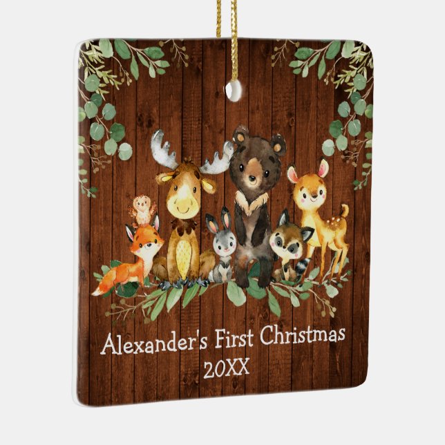 Baby First Christmas Rustic Animations FOTO Keramikornament (Rechts)