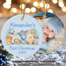 Baby First Christmas Safari Tiere Blue FOTO