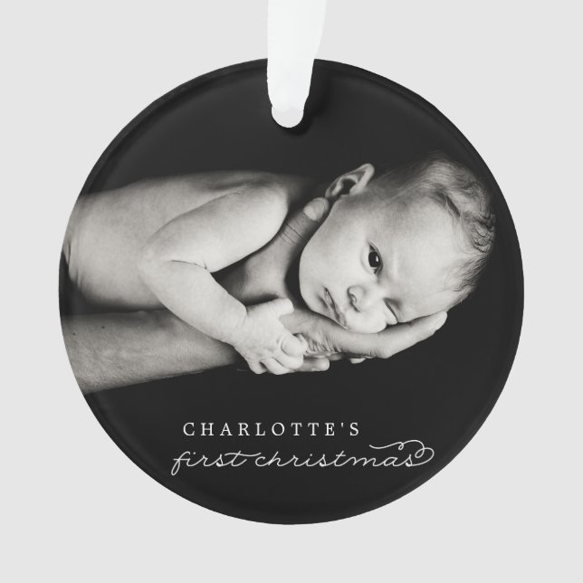 Baby First Christmas Snowflakes Stilvolles Chic Fo Ornament (Vorderseite)