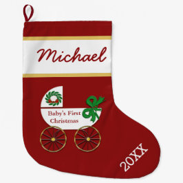 Baby First Christmas Strumpf mit Baby-Buggy Großer Weihnachtsstrumpf