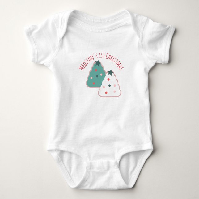 Baby First Christmas Tree Cookies Holiday Festive Strampler (Vorderseite)
