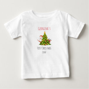 Baby First Christmas Tree Personalisiert Santa T-shirt