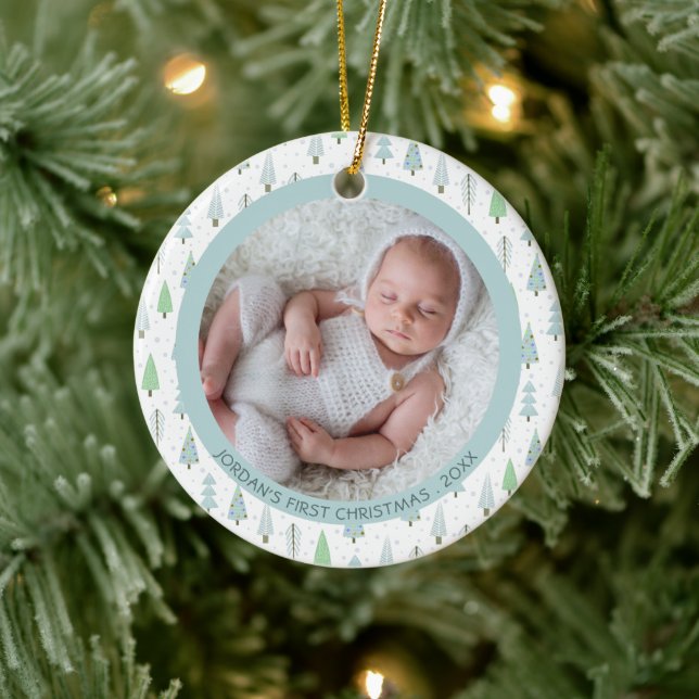 Baby First Christmas Trees Personalisiert Keramik Ornament (Baum)