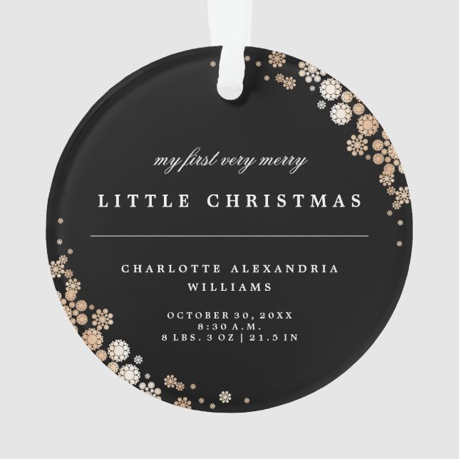 Baby First Christmas Winter Snowflakes Foto Birth Ornament (Rückseite)