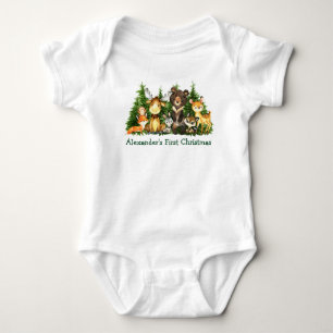 Baby First Christmas Woodland Forest Animes Strampler