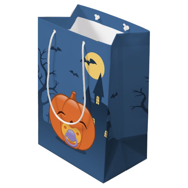 Baby First Halloween Schnuller Pumpkin Mittlere Geschenktüte (Rückseite Schrägansicht)