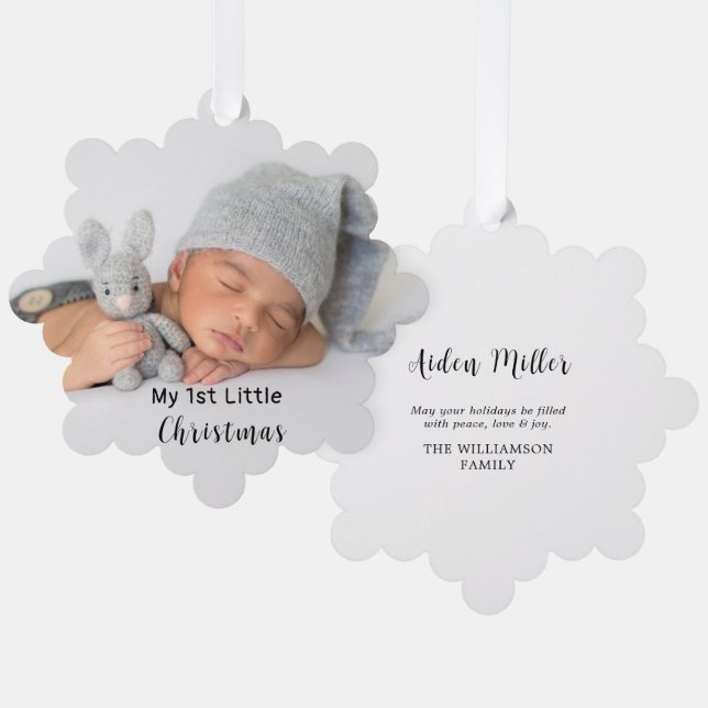 Baby First Little Christmas Foto Ornament Karte (Vorderseite/Rückseite)
