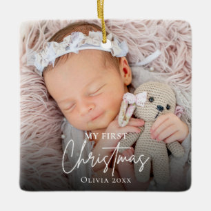 Baby First Mein erstes Weihnachtsfoto modern einfa Keramikornament