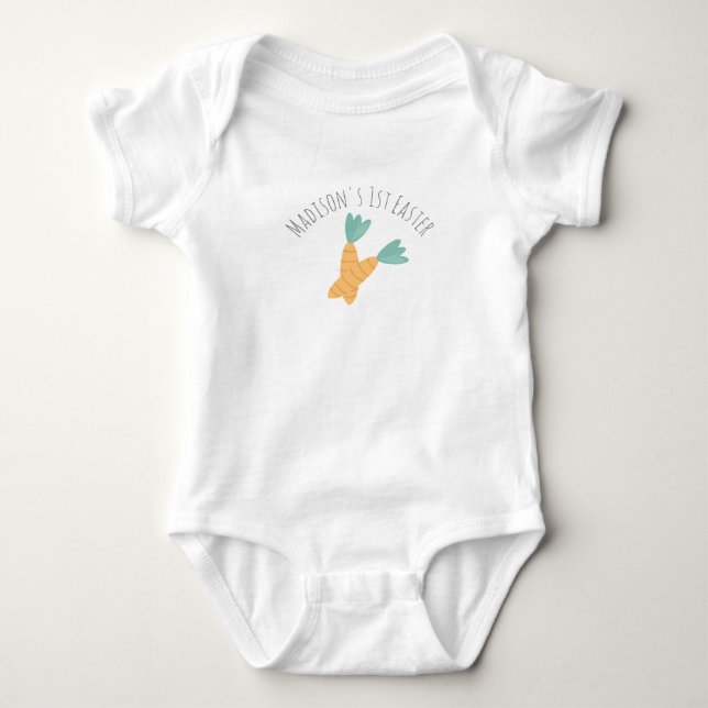 Baby First Oaster Carrots Baby Bodysuit Strampler (Vorderseite)