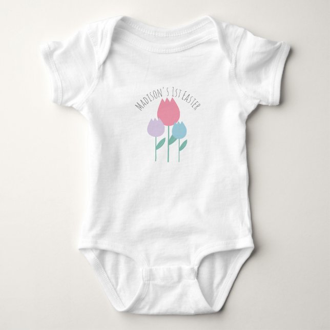 Baby First Oaster Spring Tulips Baby Bodysuit Strampler (Vorderseite)