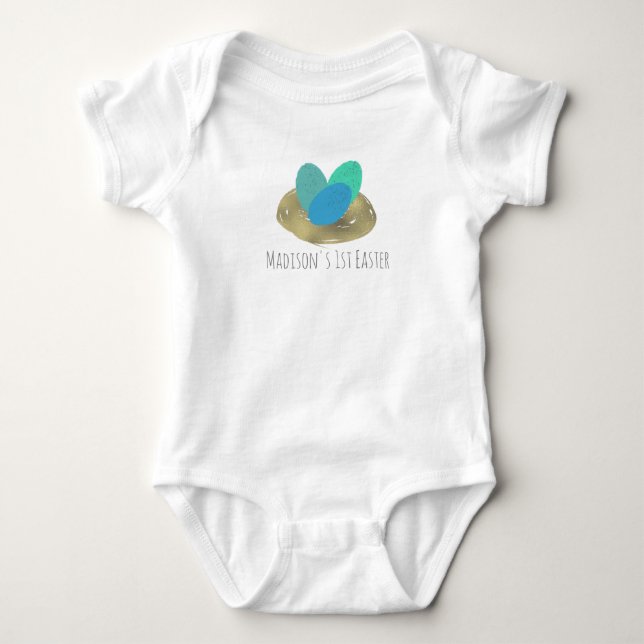 Baby First Oaster Wasserfarbe Eier Baby Bodysuit Strampler (Vorderseite)