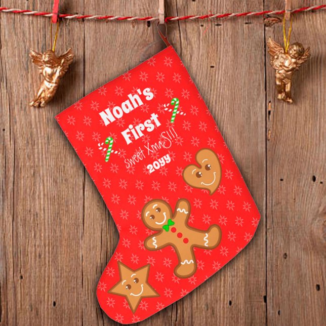 Baby First Sweet XmaS Gingerbread Pals 2 Seiten Großer Weihnachtsstrumpf (Von Creator hochgeladen)