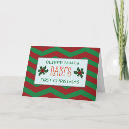 Baby First Weihnachten individueller Name auf Red  Karte