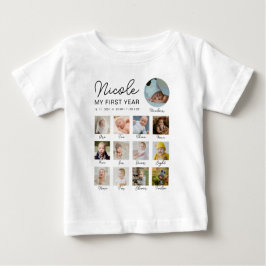 Baby First Year 12 Monate Foto Collage Modern Baby T-shirt
