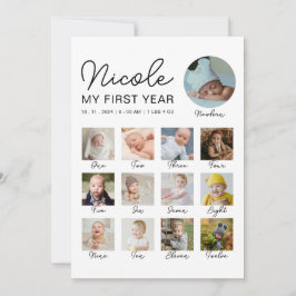Baby First Year 12 Monate Foto Collage Modern Mitteilungskarte