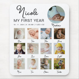 Baby First Year 12 Monate Foto Collage Modern Mousepad