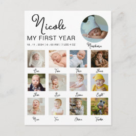 Baby First Year 12 Monate Foto Collage Modern Postkarte
