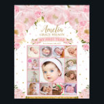 Baby First Year Birthday Foto Meilenstein Collage Poster<br><div class="desc">Personalisieren Sie dieses hübsche, blütenblütige Baby First Year Foto Milestone Poster mit Babynamen, Geburtsdatum und Fotos einfach und schnell, einfach die Schaltfläche Anpassen Sie es, um den Stil und die Platzierung des Textes weiter zu ordnen und zu formatieren. Es macht einen unvergesslichen Sake und ein einzigartiges Geschenk für die neuen...</div>